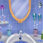 Graphic illustration of bathroom counter with many toothbrushes. Which is the best toothbrush?